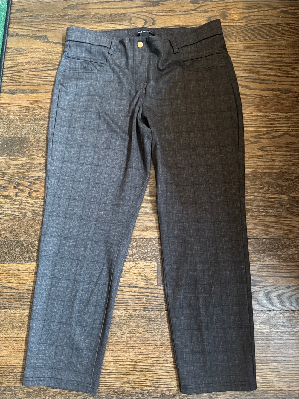 Zac & Rachel Slim Leg Trousers in Preppy Gray Plaid Size XL